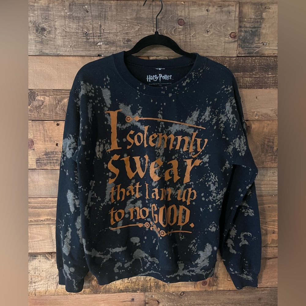 Y2K Harry Potter Crewneck Sweatshirt Bleach Splatter Size S